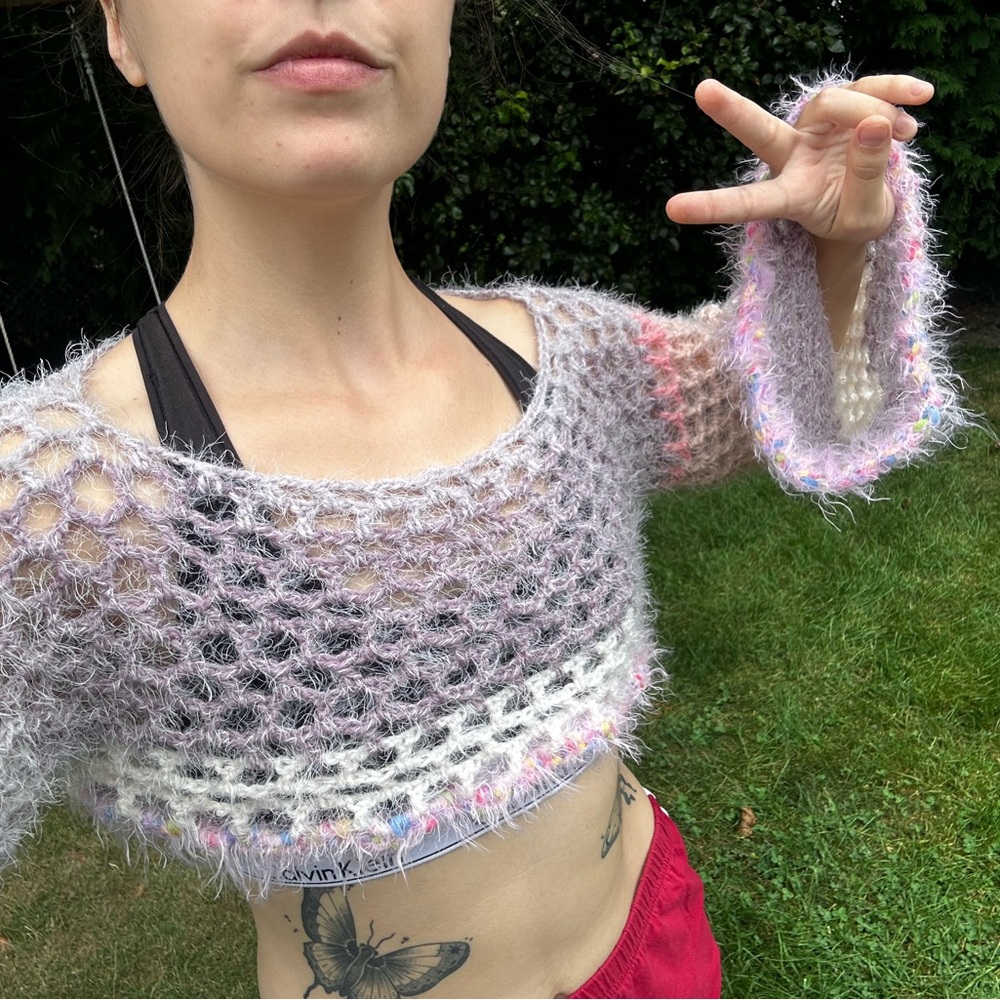 Handmade crochet funfetti sleeves (long)